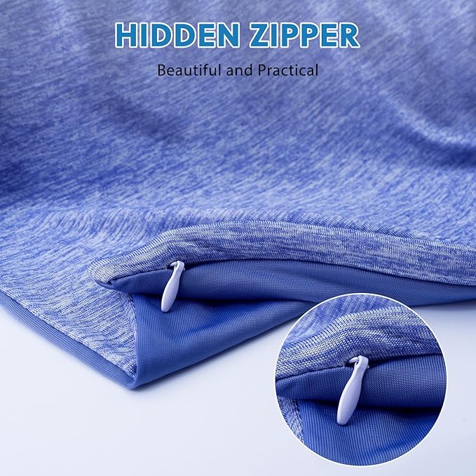 HOMFINE Cooling Pillowcases King Size - Double Side Q-Max 0.439 Cooling Fiber for Pillow Protector, Breathable Cold Pillow Cover for Hot Sleeper Night Sweat, Zipper, 2 Pack (20"x36", Dark Blue)