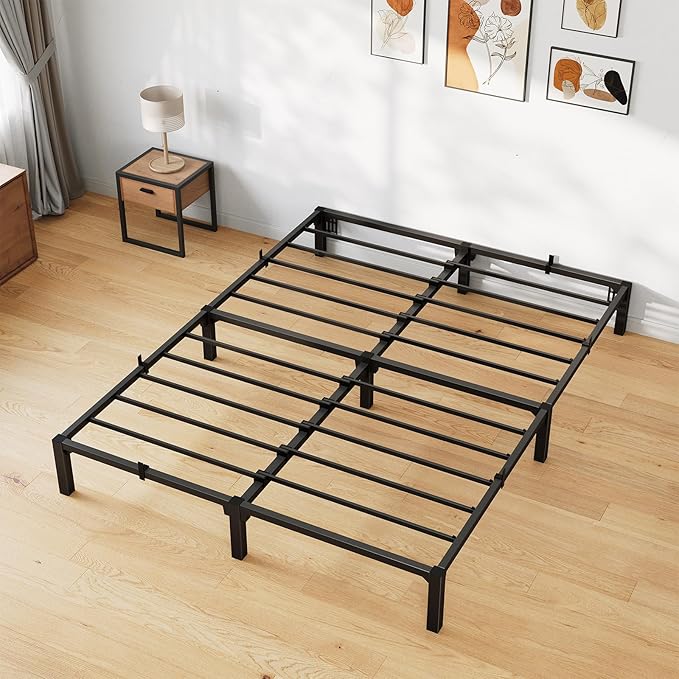 GarveeHome 10 Inch Queen Bed Frame, Heavy Duty Metal Platform Bed Frame with Iron Slat Support, No Box Spring Needed, Tool-Free Assembly, Supports 800 Lbs