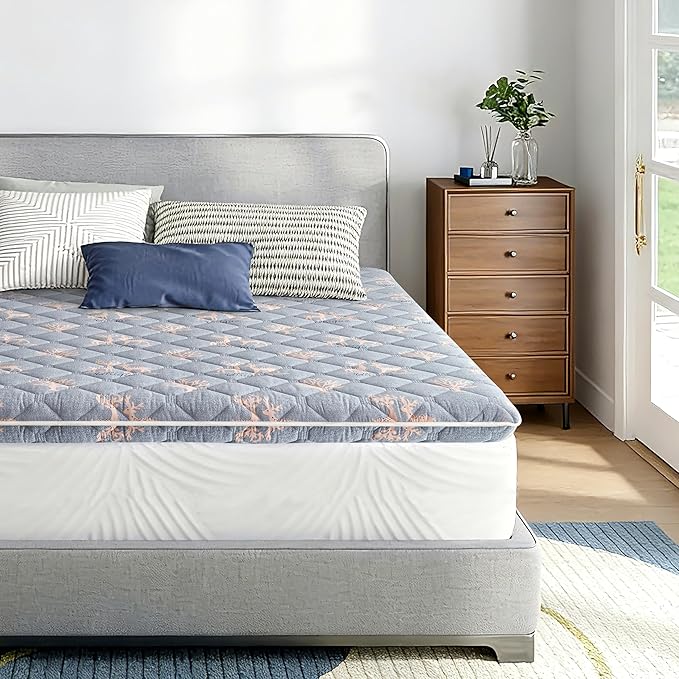 Lillibearas Premium Foam Queen Mattress Topper -Thick 9-Layer Modern Comfort Topper, 60-mil Foam-Back Pain Relief & Comfort Support,Breathable & Hypoallergenic