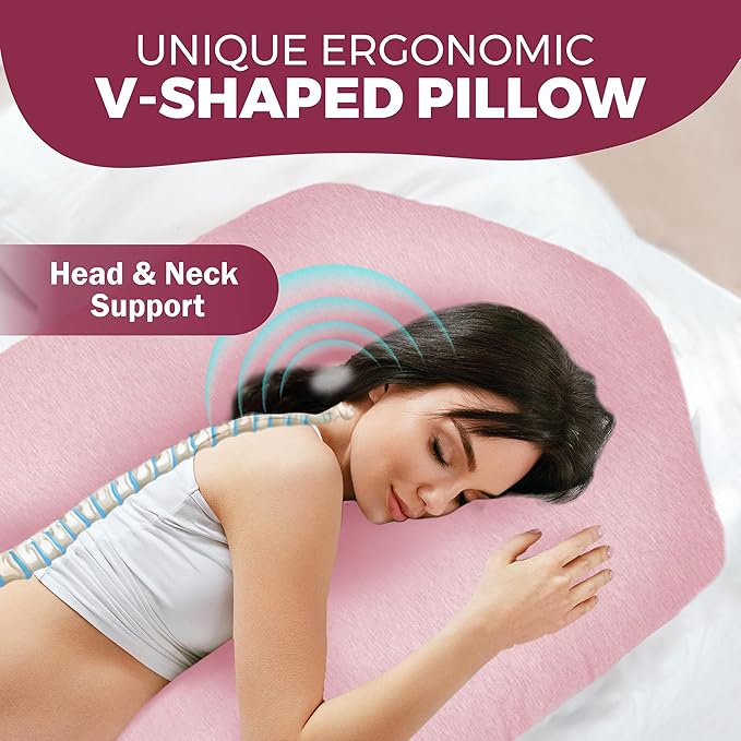 PILLANI Pregnancy Pillows for Sleeping - V C U Shaped 57inch Full Body Pillow with Removable Washable Cover, Cooling Maternity Pillow for Pregnant Women, Support for Back Belly Legs Hip