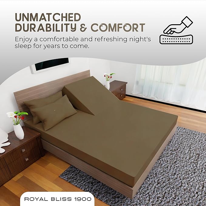 Top Split Flex Head California King Size Sheet Set - Egyptian Quality Ultra-Soft Bed Sheets - Double Brushed - Deep Pockets- Easy Fit - 4 Piece Set- Fade Resistant (Chocolate)