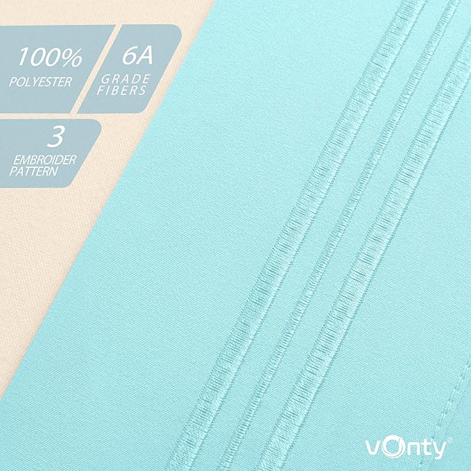 Vonty 2 Pack Queen Pillow Cases - 20x30 Inch, 1800 Thread Count Microfiber Pillowcases Queen Size Aqua Blue Pillow Cases Luxury & Soft Embroidered Bed Pillow Covers with Envelope Closure