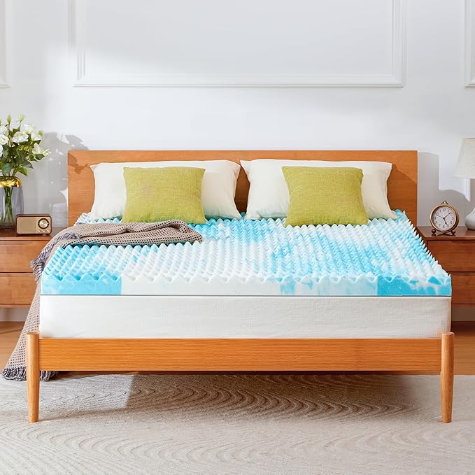Marsail Full Size 3-inch Egg Crate Memory Foam, Mattress Topper with Infused Cooling Gel for Sleeper Sofa, RV, Camper, CertiPUR-US® Certified