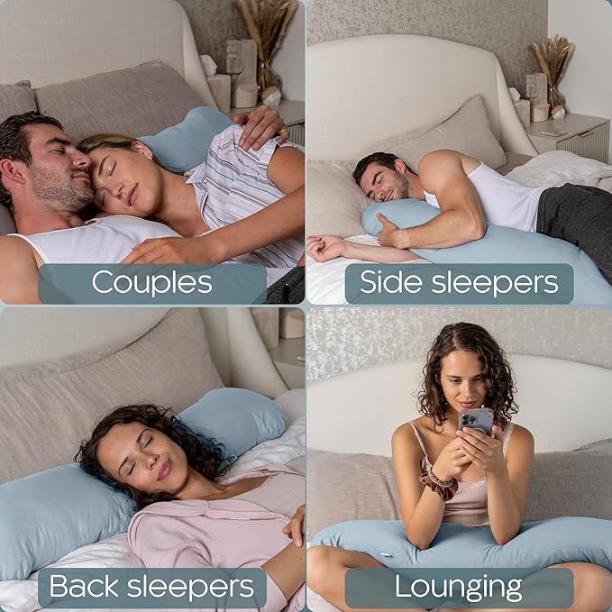 SleepCloud Weighted Body Pillow 6.5lbs - Weighted Pillow for Deeper Sleep (41” x 10”) - Cooling Body Pillows for Adults, Side Sleeper Body Pillows with Cover (Arctic Blue)