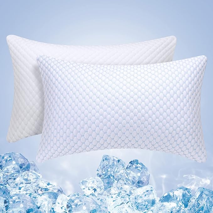 OSBED Adjustable Cooling Shredded Memory Foam Pillows King Size Set of 2 - Temperature-Regulating for Hot Sleepers with Dual Airflow Ventilation(CertiPUR-US & Hypoallergenic & Machine Washable)