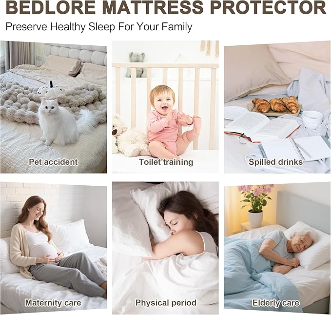 GUHER Waterproof Mattress Protector King Size,Breathable Bed Cover 3D Air Fabric Mattress Pad Cover,Noiseless&Ultra-Soft Washable Bed Cover with 6"-14" Deep Pocket (White)