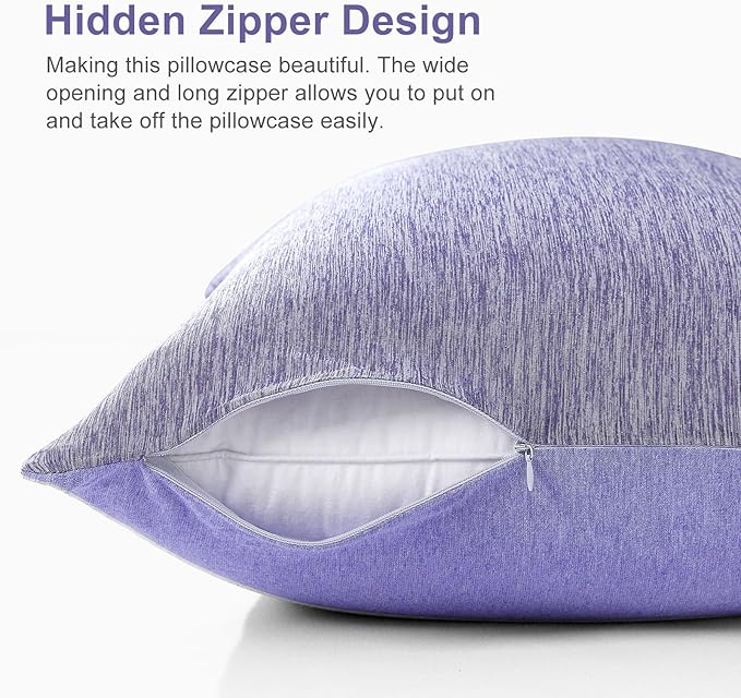 Elegear Cooling Pillow Cases for Hot Sleepers, Japanese Q-Max 0.5 Cooling Pillowcases, Both Sides(Cooling/Cotton), Breathable Soft Pillowcase for Hair and Skin, Set of 2-Purple (Standard (20" x 26"))