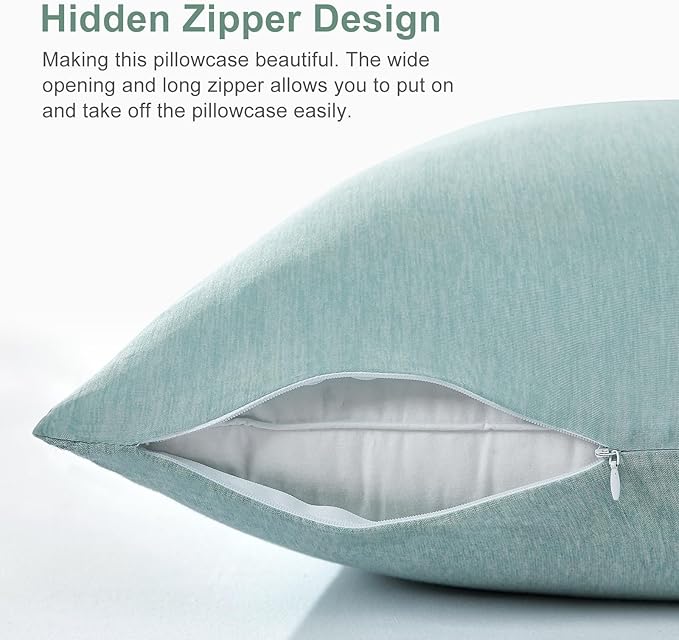 Elegear Cooling Pillow Cases for Hot Sleepers, Japanese Q-Max 0.5 Cooling Pillowcases, Both Sides(Cooling/Cotton), Breathable Soft Pillowcase for Hair and Skin, Set of 2-Green (Queen (20'' x 30''))