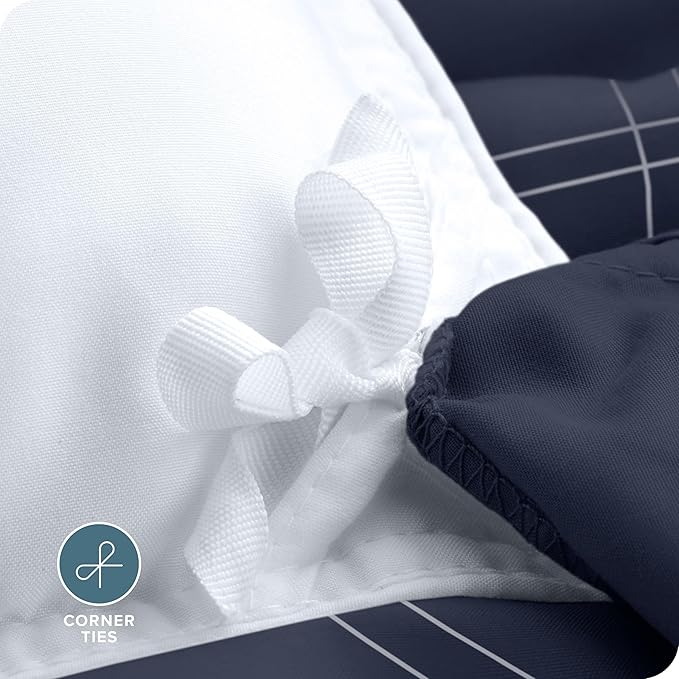 Bare Home Bedding Duvet Cover Full Size - Premium 1800 Super Soft & Lightweight Duvet Cover - Soft Breathable Bedding (Full, Modern Plaid - Midnight Blue/White)