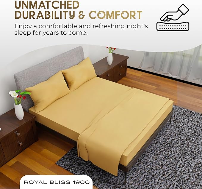 Full Size Bed Sheets – 4Pcs Bed Sheets Full Size Set, Deep Pocket, Double Brushed Microfiber, Fade Resistant, Soft & Breathable for Cozy and Comfortable Sleep(Gold)
