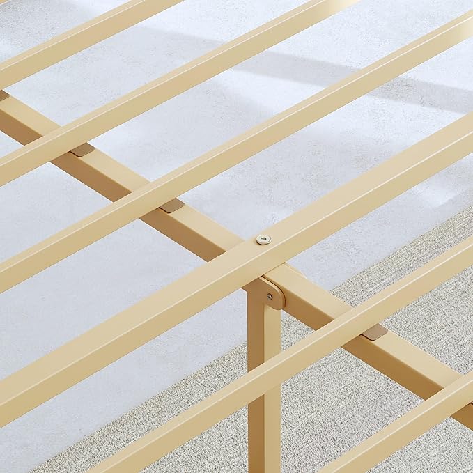 BOSRII 12in High Solid Bamboo Wood Platform Twin XL Bed Frame with Headboard, Reinforced Heavy Duty Metal Slats, Noise Free, No Box Spring Needed, Easy Assembly
