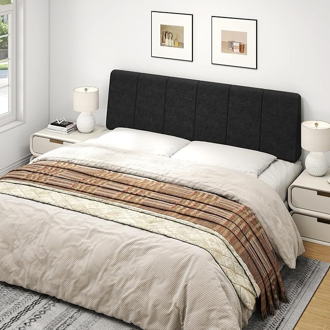 Queen Size Headboard Only-No Assembly, Upholstered Headboard Queen Size Linen Fabric Modern Style Headboards Extra-Thick, Black