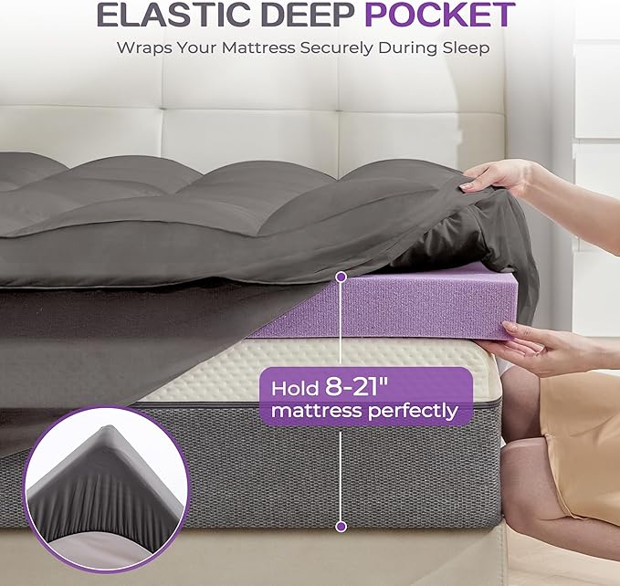 SINWEEK Dual Layer 5 Inch Memory Foam Mattress Topper Twin XL Size for Dorm Room, 2 Inch Gel Memory Foam Plus 3 Inch 1450 GSM Pillow Top Mattress Pad Cover, College Dorm Essentials, Dark Gray