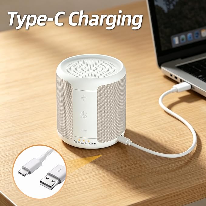 Portable Sound Machine for Baby, Kids & Adults, 30 Soothing Sounds, 32 Volume Levels, 3 Timers, Rechargeable Mini White Noise Sleep Sound Machine for Travel Camping Home Office Nursery