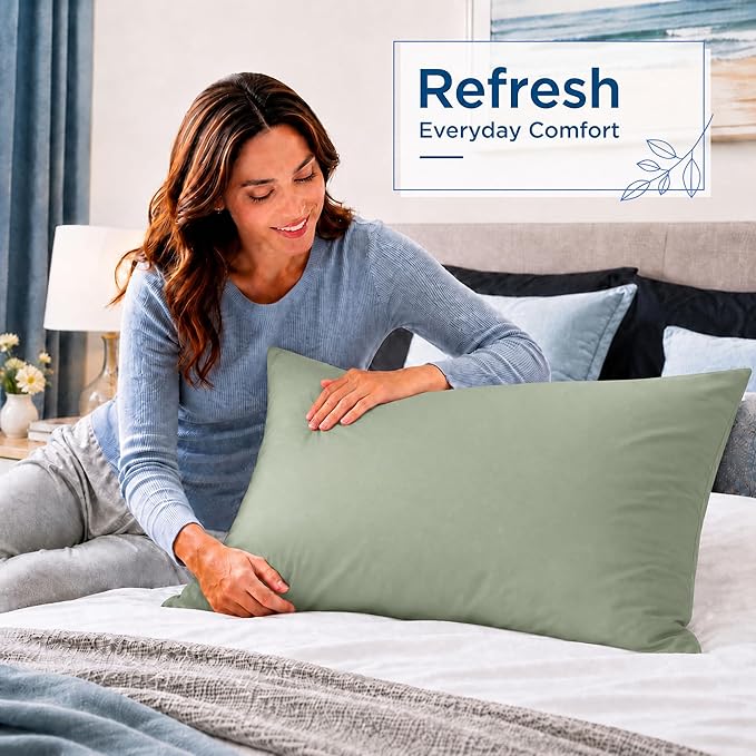 ZPECC Pillow Cases Queen Size Set of 12, 20x30 Envelope Closure Pillowcases, Soft Plain Brushed Microfiber Covers Hypoallergenic Breathable, Sage Green