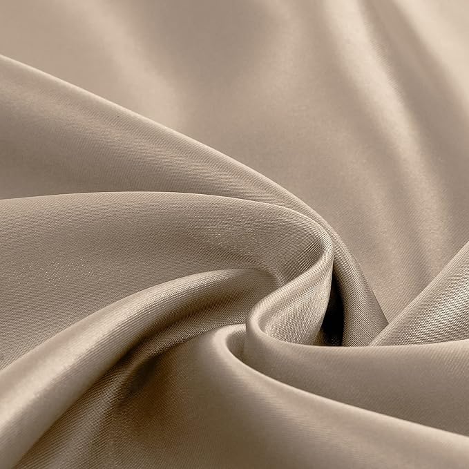 Homiest 4pcs Satin Sheets Set Luxury Silky Satin Bedding Set with Deep Pocket, 1 Fitted Sheet + 1 Flat Sheet + 2 Pillowcases (King Size, Taupe)