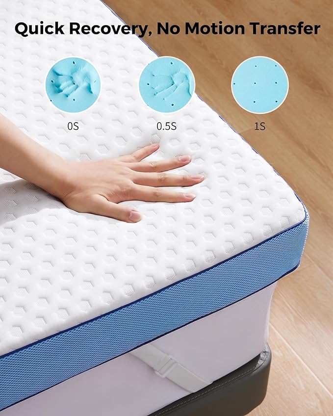 PERLECARE 3 Inch Firm Mattress Topper Queen, Cooling Gel-Infused & Bamboo Charcoal Memory Foam Bed Topper for Pressure Relief, High-Density Mattress Pad with Removable Cover