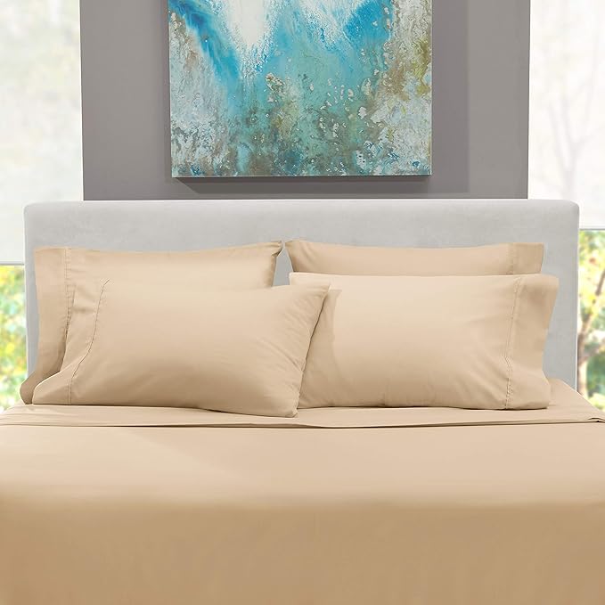 Hearth & Harbor Extra Deep Pocket Sheets - Fits Mattress 18-24 Inches Deep - Extra Deep Pocket Twin XL Sheets Sets - 4 Piece Twin XL Size - Cream