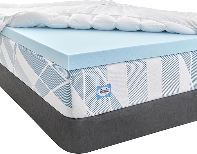 Sealy Dreamlife 3” Gel Memory Foam California King Mattress Topper with 1” Quilted Cooling Cover, SealyComfort Gel Foam, SealyCool Poly Blend Cover