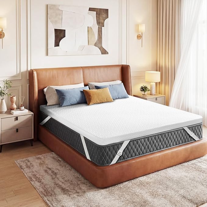 Czpalo 4 Inch Gel Memory Foam Mattress Topper Queen, Cooling Mattress Topper with Removable & Washable Bamboo Cover, CertiPUR-US Certified