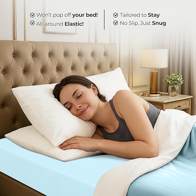 Utopia Bedding Queen Fitted Sheet - Bottom Sheet - Deep Pocket - Soft Microfiber - Shrinkage and Fade Resistant - Easy Care -1 Fitted Sheet Only (Ice Blue)