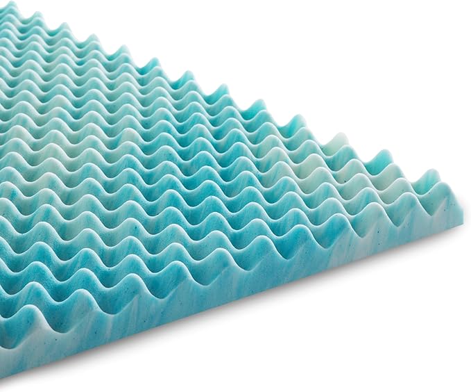 Linenspa 3 Inch Gel Memory Foam Mattress Topper – Egg Crate Style, Reversible for two feels – Promotes Airflow & Relieves Pressure Points – Queen