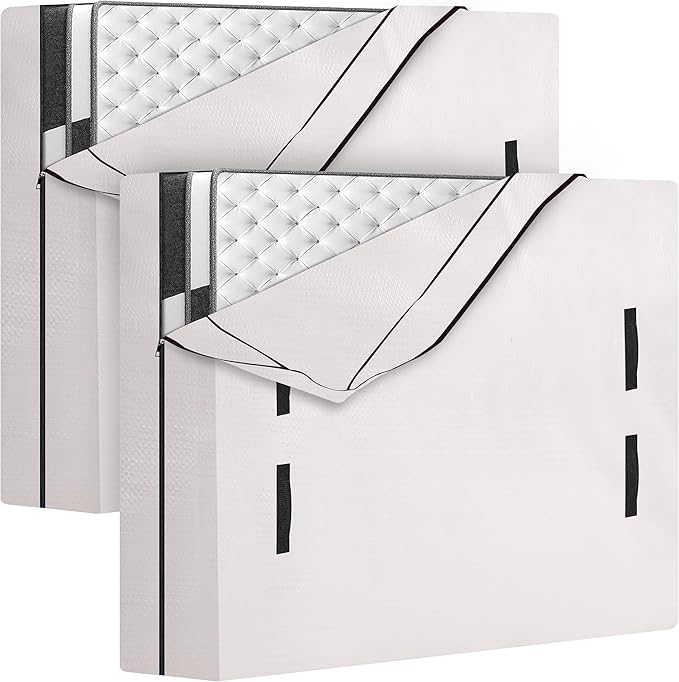 HOMESURE 2 Pack Mattress Bags for Moving and Storage with 8 Handles - Mattress Cover for Moving - Heavy Duty, Strong Zipper Closure, Moving Supplies & Moving Bag - Semi-Transparent, Queen