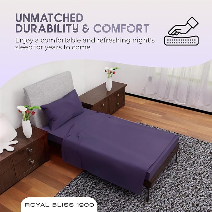 Twin XL Sheet Set - 3 Pcs Set - Fade Resistant Double Brushed MicrofiberXL Twin Sheets, Deep Pocket, Cooling Sheets (Plum)
