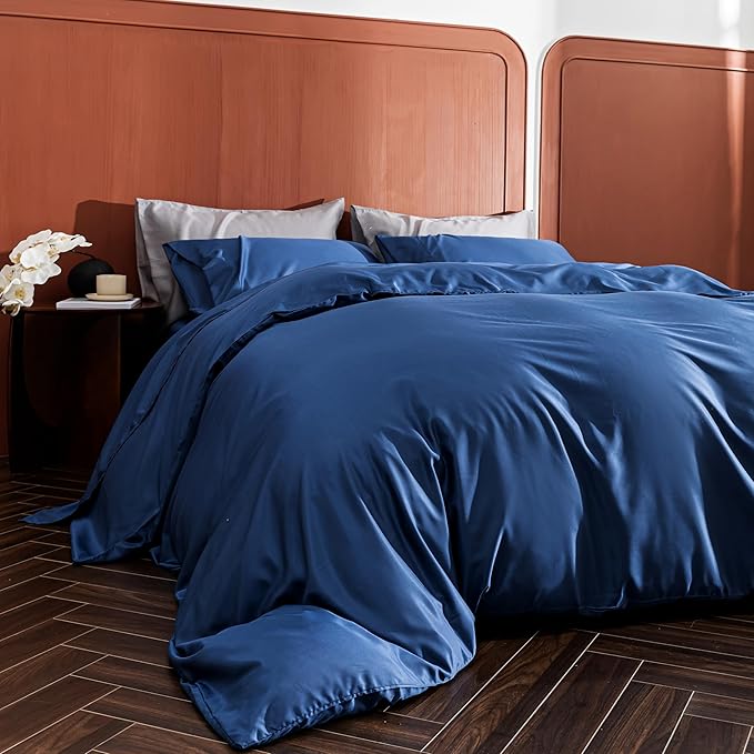 Pillow Cases Queen Size 2 Pack, Bamboo Rayon Cooling Pillowcases with Envelope Closure, Cool Breathable Pillow Case for Hot Sleepers & Night Sweats, 20x30 inch, Deep Blue