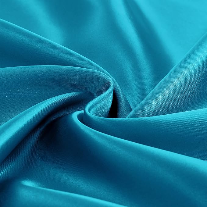 Homiest 4pcs Satin Sheets Set Luxury Silky Satin Bedding Set with Deep Pocket, 1 Fitted Sheet + 1 Flat Sheet + 2 Pillowcases (King Size, Turquoise)