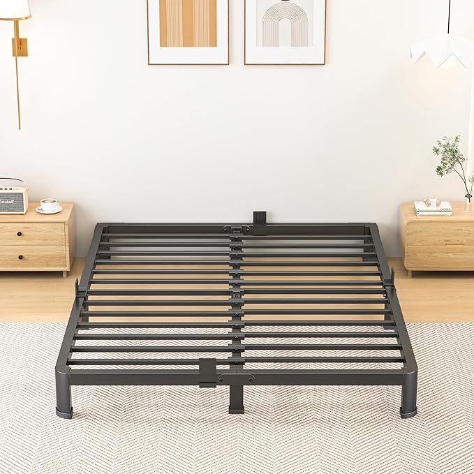 Superay 10 Inch Queen Size Metal Platform Bed Frame with Round Corners, Storage Space Under High Bed Frame-Heavy Duty Steel Slats Support, Noise Free - Easy Assembly - No Box Spring Needed