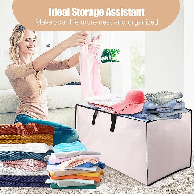 NATURELUX Heavy Duty Moving Bags with Backpack Straps and Strong Handles, Alternative to Moving Boxes and Storage Totes for Dorm Room Essentials, 12 Pack, Clear