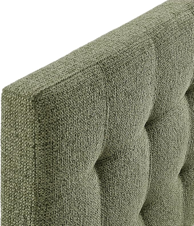 Modway Lily King Size Headboard with Biscuit Tufting in Leaf - Fabric Upholstery with Padded Design and 5 Height-Adjustable Mounts