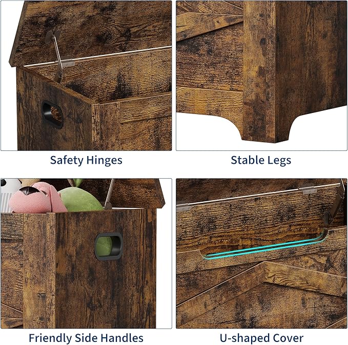 GAOMON Storage Chest, Wooden Storage Bench, Modern Style Lift-Top Shoes Bench with Safety Hinge for Entryway, Bedroom, Living Room, Supports 300 Lb and Easy Assembly