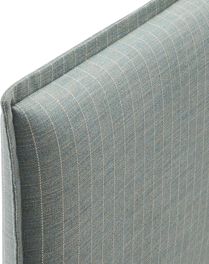 Modway Camille Twin Size Striped Linen Blend Pinstripe Headboard with Removable Slipcover – in Spa Blue Stripe - Padded Pillow Style Headboard with Adjustable Mounting for Twin Beds