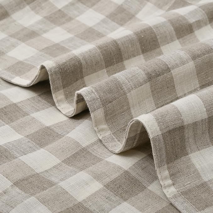 CHUFFED 100% French Linen Pillow Cases Queen Size Set of 2, Stone Washed Flax Pillow Shams with Zipper Closure - Breathable & Cooling for Hot Sleepers,20x30 Inches, Linen Plaid