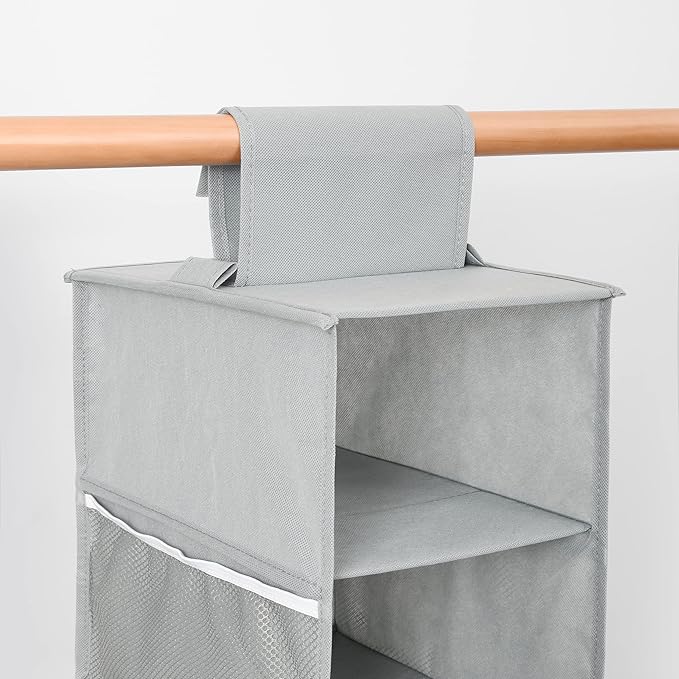 Berdeng Hanging Shoe Organizer for Closet with Side Mesh Pockets,Hat Racks for Baseball Caps,Shoe and Hat Holder & Storage,8-Shelf,Gray,1 Pack