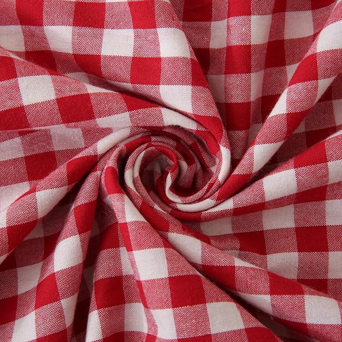 20x54 inches Red/White Gingham Body Pillow Sham 1 Piece, 100% Cotton Ruffled Vintage Pillowcase Farmhouse Body Pillow Cover for Bedding