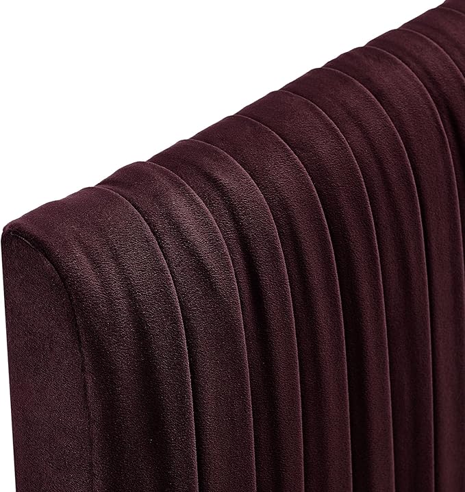 Modway Eloise King Velvet Headboard with Ruched Details in Mulberry - Modern Bed Headboard Only with Stain-Resistant Performance Upholstery, Height-Adjustable Mount