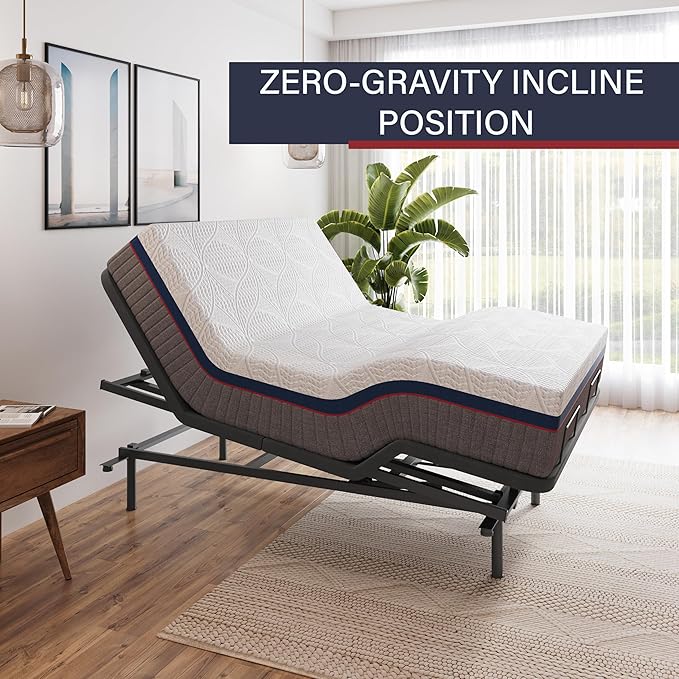 Boyd Sleep Full Body Incline Adjustable Bed Frame, Power Adjustable Base for Side Sleepers, Zero Gravity, Anti-Snore, Split King