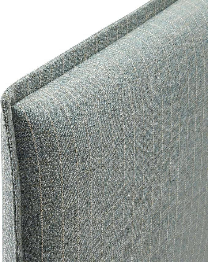 Modway Camille King Size Striped Linen Blend Pinstripe Headboard with Removable Slipcover – in Spa Blue Stripe - Padded Pillow Style Headboard with Adjustable Mounting for King Beds