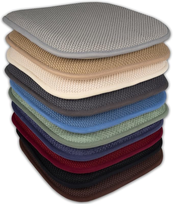 Sweet Home Collection Cushion Memory Foam Chair Pads Honeycomb Nonslip Back Seat Cover 16" x 16", 6 Pack, Green