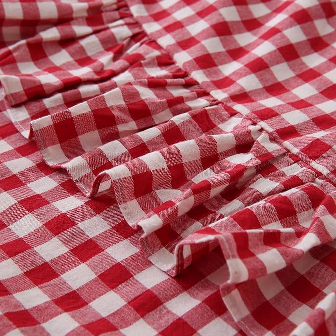 2 Pack 26x26 inches Red/White Gingham Pillow Cover 100% Washed Cotton Ruffled Pillowcase Farmhouse Checkered Pillow Covers for Bed Livingroom