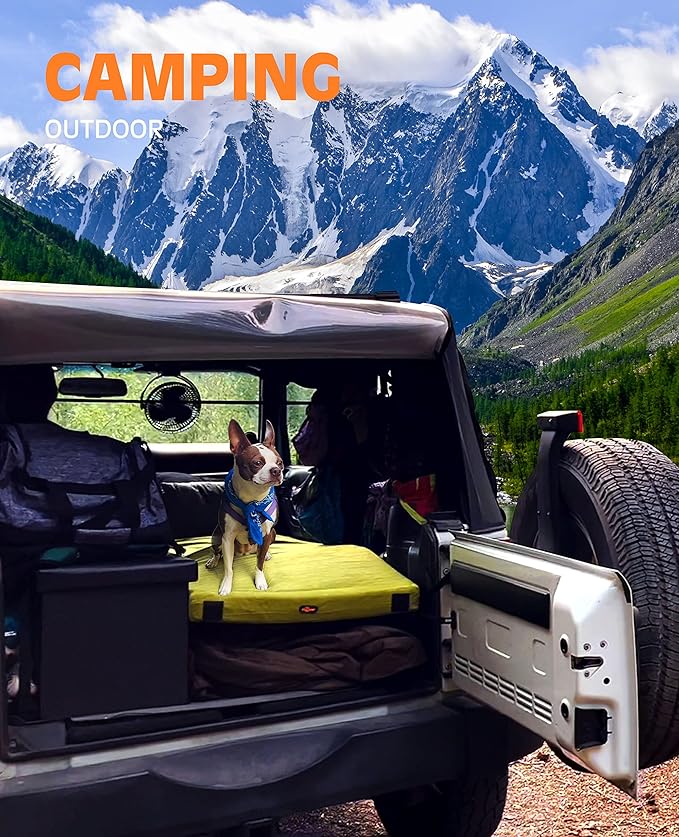 GAIALOOP 3 Inch Memory Foam Camping Mattress, Dual Layer Thick Sleeping Camp Pad for Car Tent Cot, Roll-Up Portable Glamping Floor Bed for Guests Sleepover