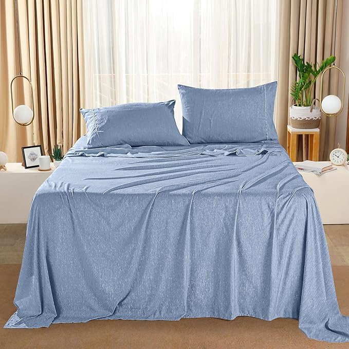 Utopia Bedding California King Size Sheet Set – 4 Piece Bed Sheets, Soft and Breathable Microfiber, Includes 1 Fitted Sheet, 1 Flat Sheet and 2 Pillowcases – Oeko Tex (Heather Navy)