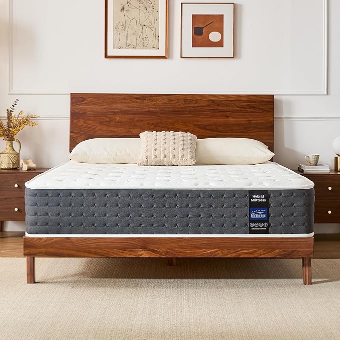 Inofia Twin Mattress 11 Inch, Hybrid Cooling Gel Memory Foam Mattress with Pocket Springs, Medium Firm Support, Pressure Relief & Motion Isolation, Breathable Mattress in a Box, CertiPUR-US Certified