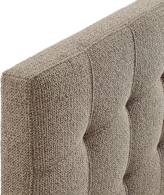 Modway Lily Queen Size Headboard with Biscuit Tufting in Taupe - Fabric Upholstery with Padded Design and 5 Height-Adjustable Mounts