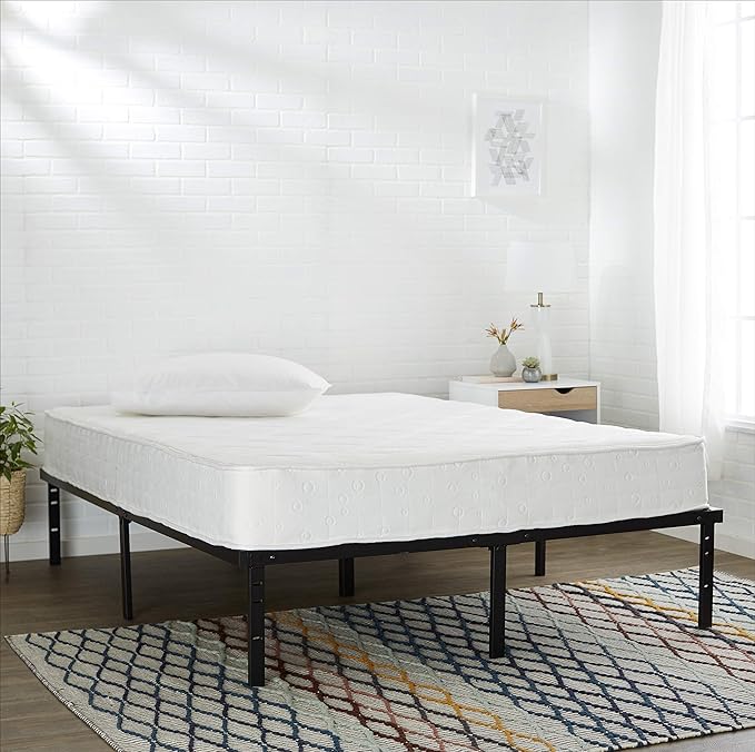 Amazon Basics Sturdy Heavy-Duty Non-Slip Platform Bed Frame, Steel Slat Support, No Box Spring Needed, Noise Free, Easy Assembly, 14 Inch Storage, King Size, Black
