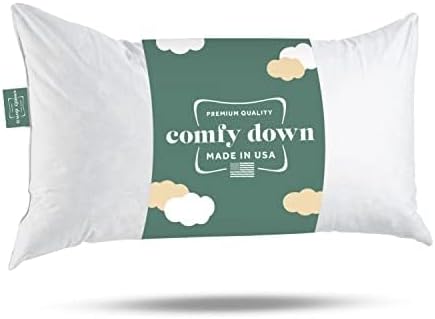 ComfyDown 20x30 Throw Pillow Insert, Down & Feather Fill, 100% Cotton Cover, Made in USA – Premium Soft Lumbar Decorative Pillow Form Sham Stuffer for Bed, Sofa & Couch