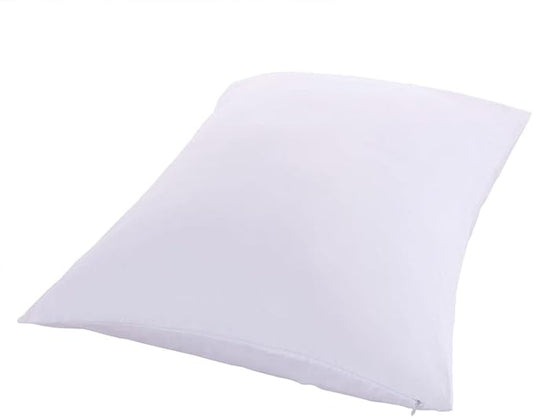 2 Pillow Protectors, Zippered Hypoallergenic Down Proof Pillow Covers, 400 Thread-Count - 100 % Cotton Pillow Protector, White, Standard / Queen Size